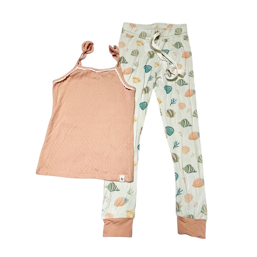 Love & Grow Summer Shells Pointelle and Bamboo Tank Lounge Set Size 7